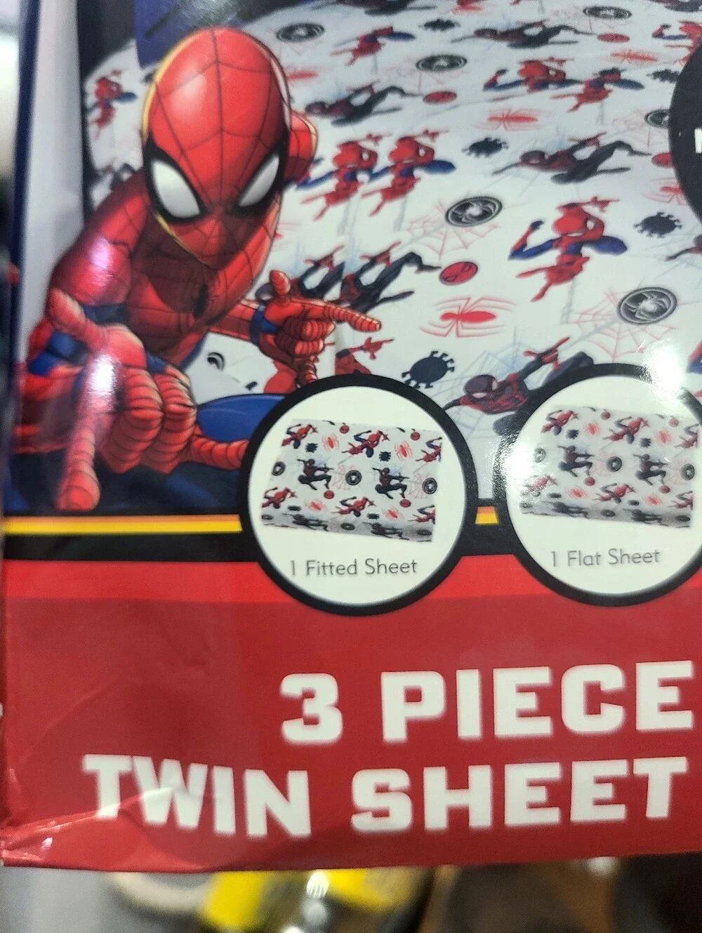 Spider-Man Kids 3-Piece Twin Sheet Set, Microfiber, White, Marvel
